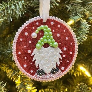 Festive Gnome Ornament with Red and Green Accents